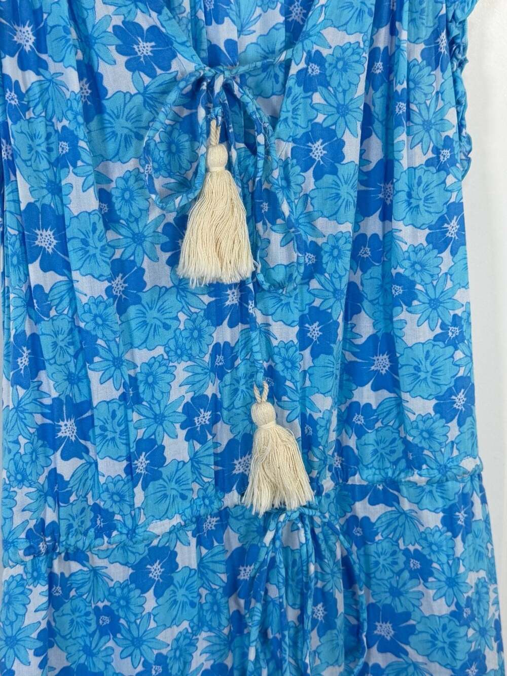 Coolchange Blue Floral Tassel Ruffle Mini Dress Size XS - Picture 3 of 6